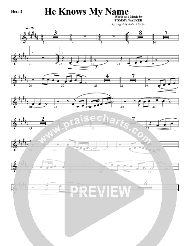 He Knows My Name French Horn (G3 Worship)