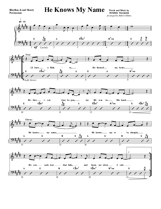 He Knows My Name Percussion (G3 Worship)