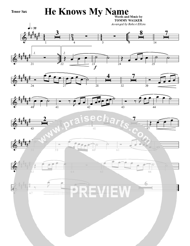 He Knows My Name Tenor Sax 2 (G3 Worship)