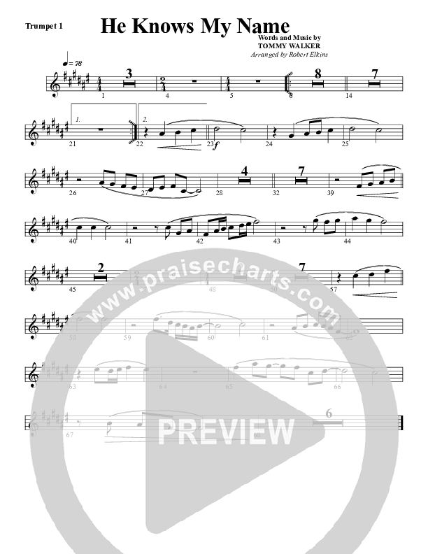 He Knows My Name Trumpet 1 (G3 Worship)