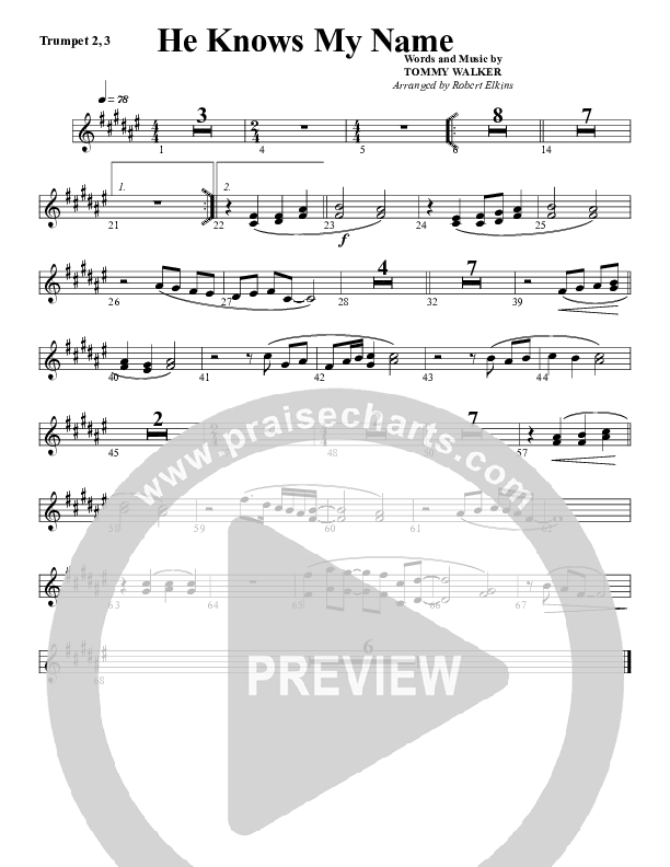 He Knows My Name Trumpet 2 (G3 Worship)