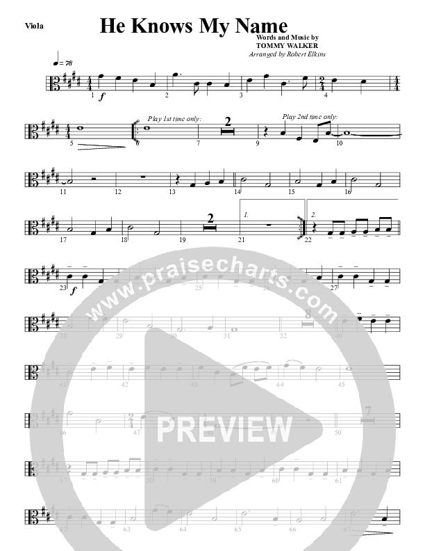 He Knows My Name Viola (G3 Worship)