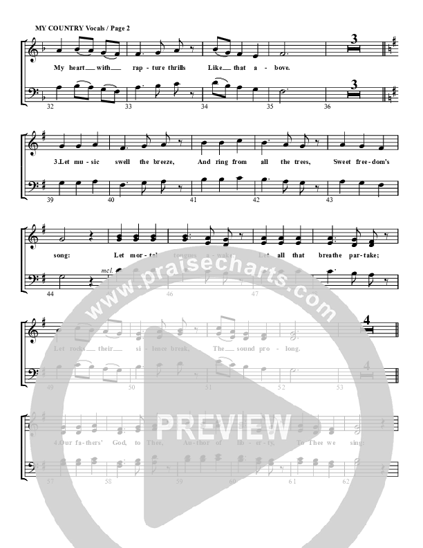 My Country Tis Of Thee Choir Sheet (G3 Worship)