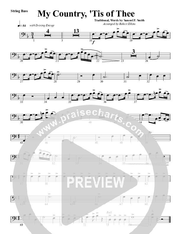 My Country Tis Of Thee Double Bass (G3 Worship)