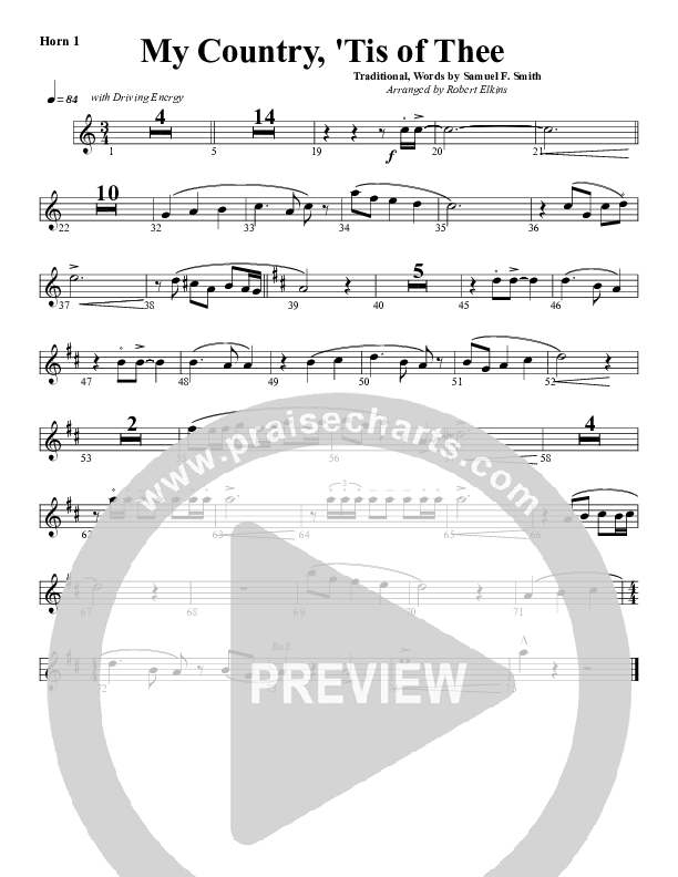 My Country Tis Of Thee French Horn 1 (G3 Worship)