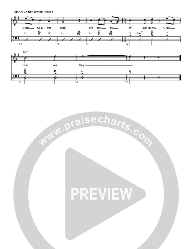 My Country Tis Of Thee Lead Sheet (G3 Worship)