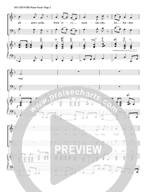 My Country Tis Of Thee Piano/Vocal (SATB) (G3 Worship)