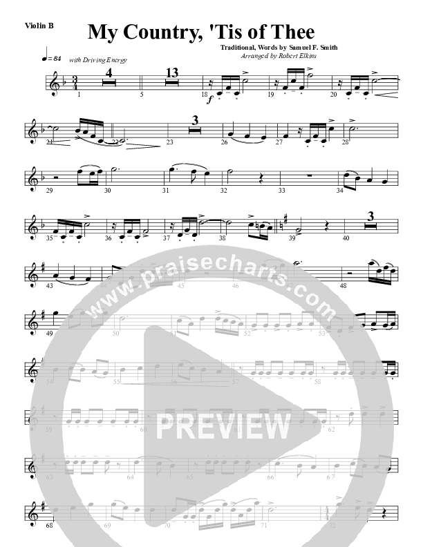 My Country Tis Of Thee Violin 2 (G3 Worship)