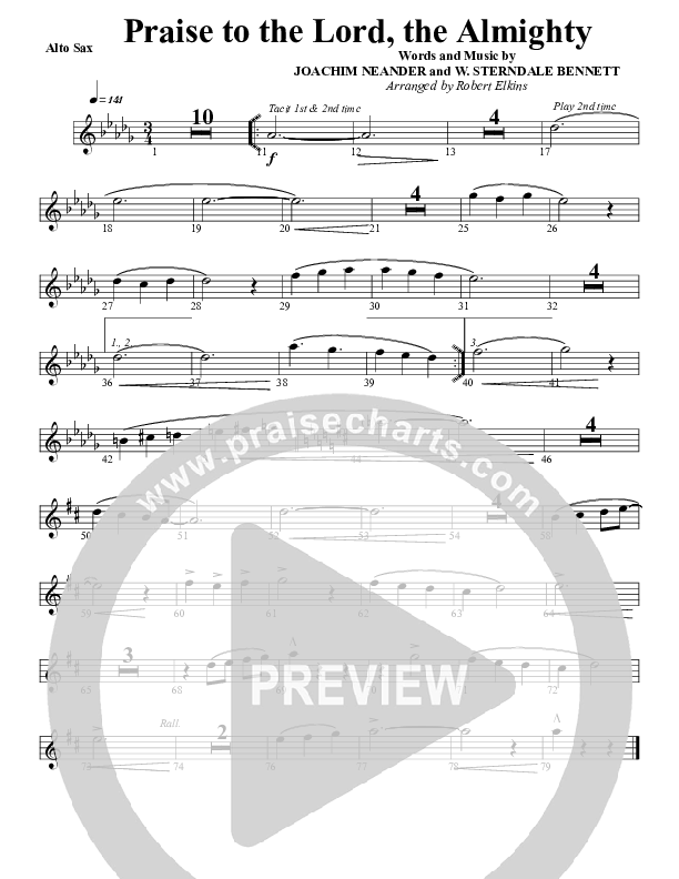 Praise To The Lord The Almighty Alto Sax (G3 Worship)