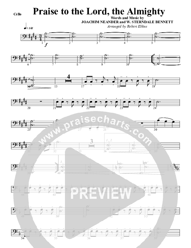 Praise To The Lord The Almighty Cello (G3 Worship)