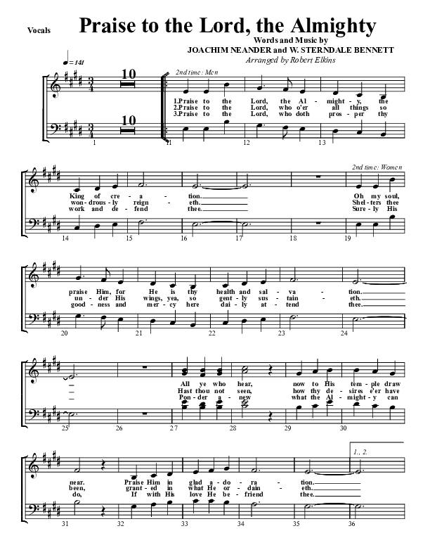 Praise To The Lord The Almighty Choir Sheet (G3 Worship)