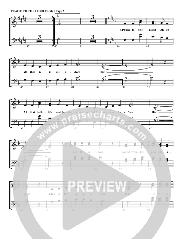 Praise To The Lord The Almighty Choir Sheet (G3 Worship)
