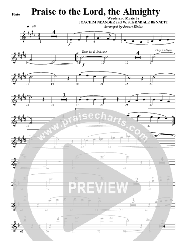 Praise To The Lord The Almighty Flute (G3 Worship)