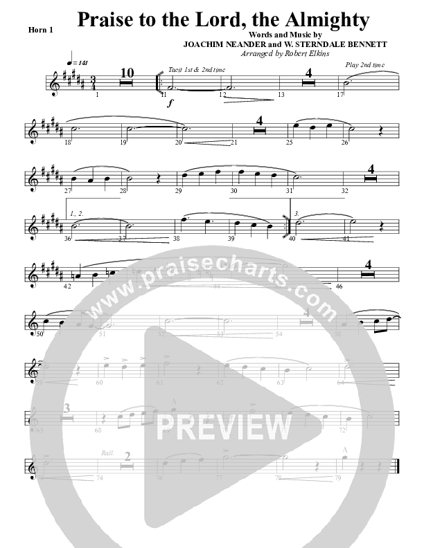 Praise To The Lord The Almighty French Horn 1 (G3 Worship)