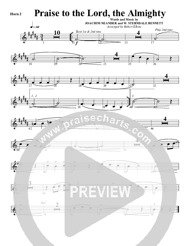 Praise To The Lord The Almighty French Horn 1 (G3 Worship)