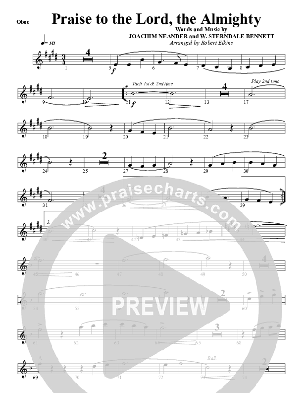 Praise To The Lord The Almighty Oboe (G3 Worship)