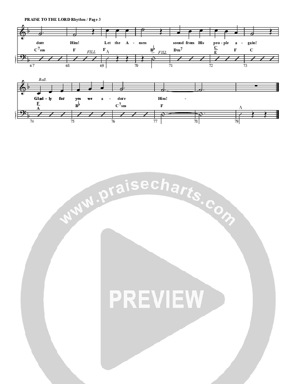 Praise To The Lord The Almighty Rhythm Chart (G3 Worship)