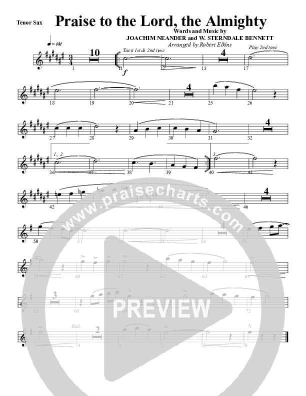 Praise To The Lord The Almighty Tenor Sax 2 (G3 Worship)