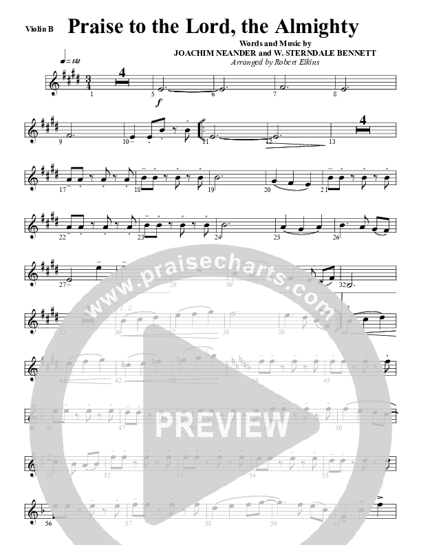 Praise To The Lord The Almighty Violin 2 (G3 Worship)