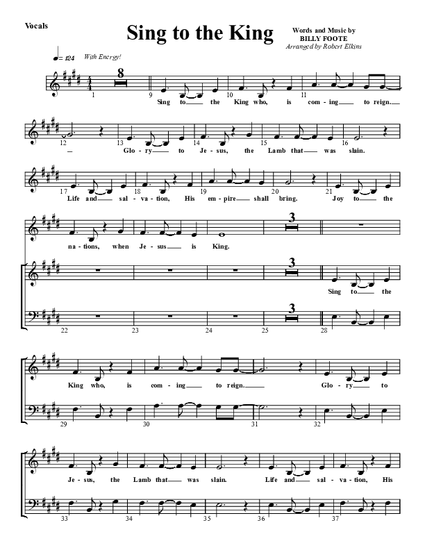 Sing To The King Choir Sheet (G3 Worship)