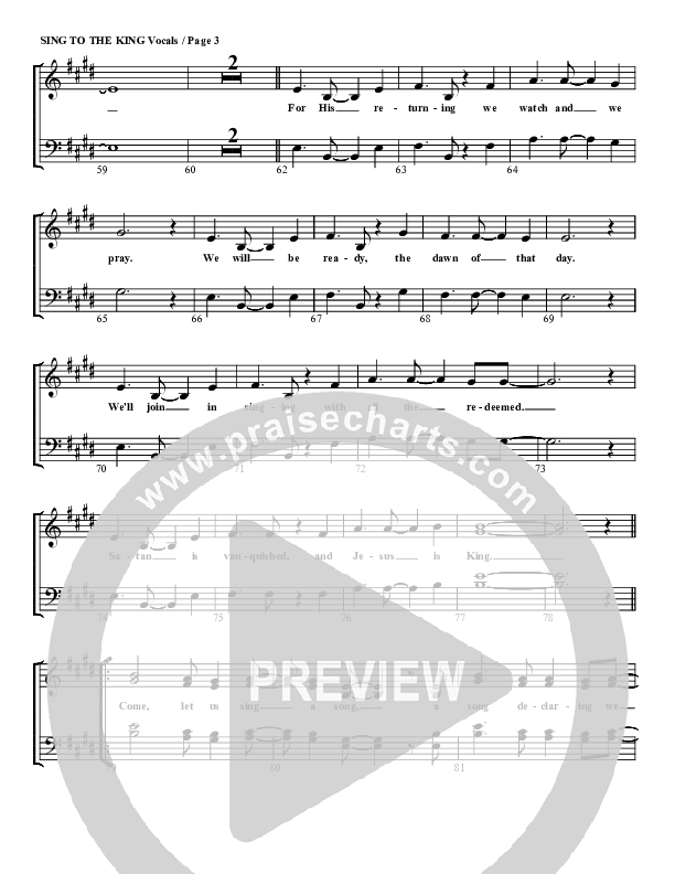 Sing To The King Choir Sheet (G3 Worship)