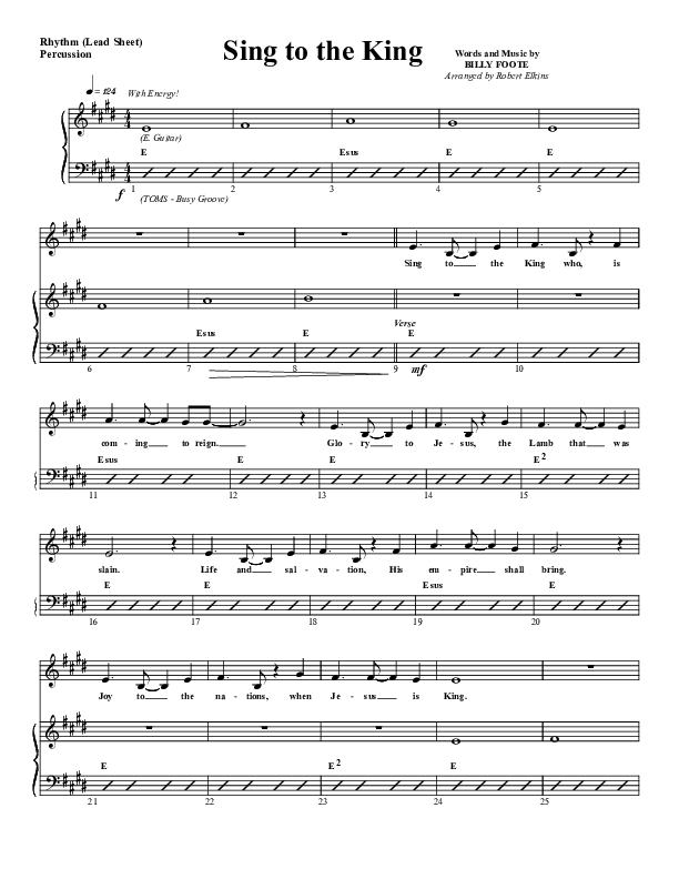 Sing To The King Lead Sheet (G3 Worship)