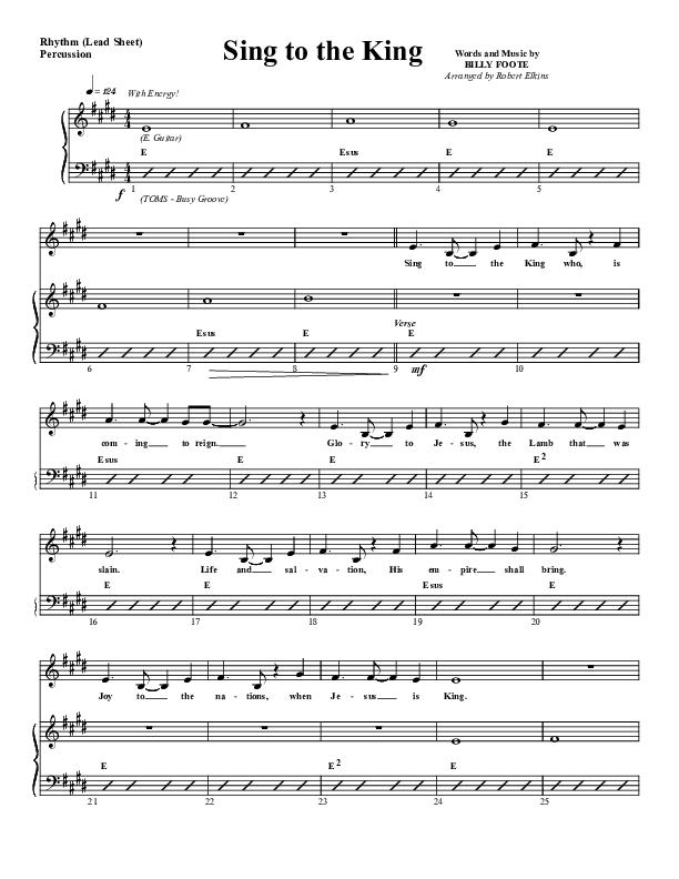 Sing To The King Rhythm Chart (G3 Worship)