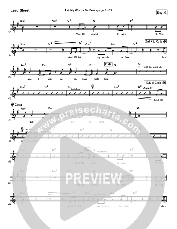 Let My Words Be Few Lead Sheet (Matt Redman)