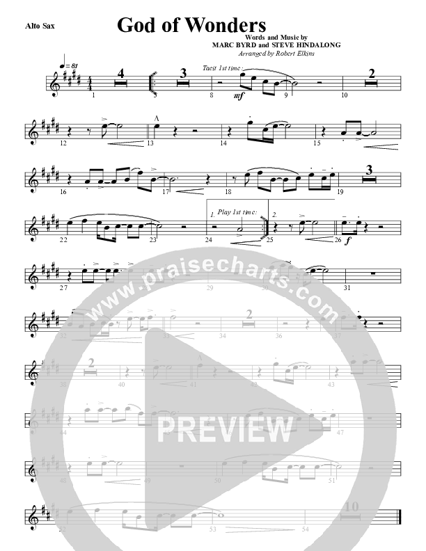 God Of Wonders Alto Sax (G3 Worship)