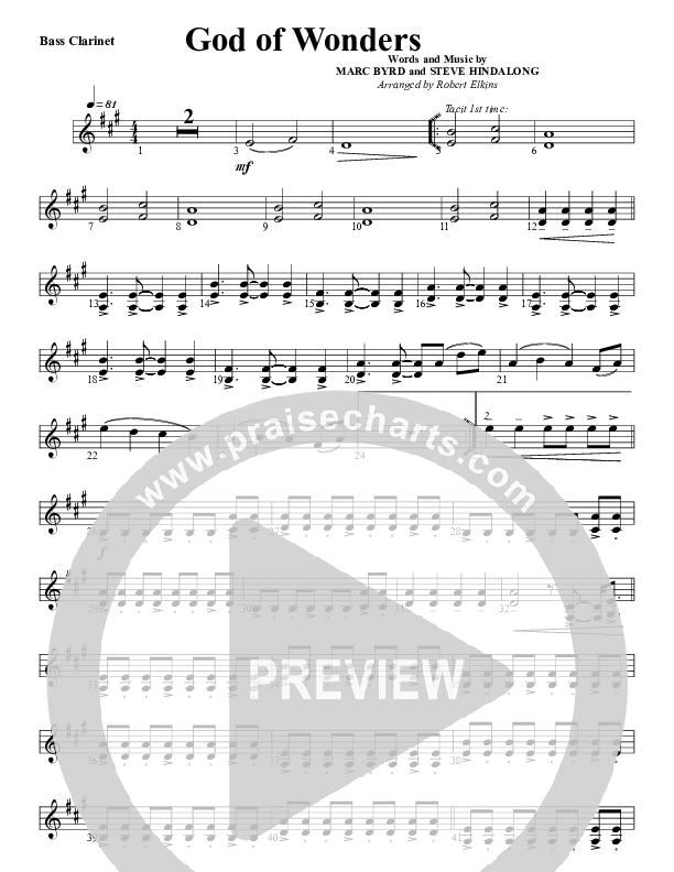 God Of Wonders Bass Clarinet (G3 Worship)