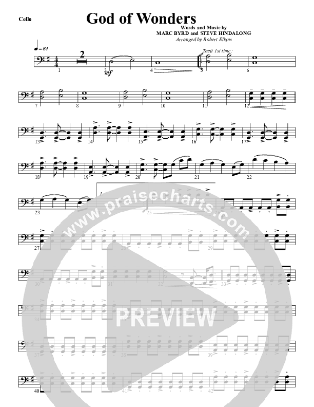 God Of Wonders Cello (G3 Worship)