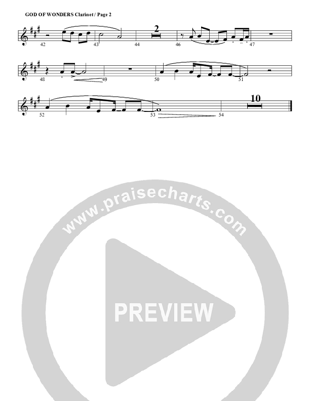 God Of Wonders Clarinet (G3 Worship)