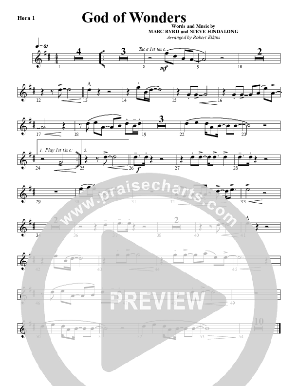 God Of Wonders French Horn 1 (G3 Worship)