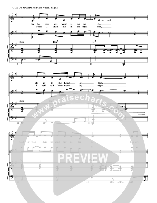 God Of Wonders Piano/Vocal & Lead (G3 Worship)