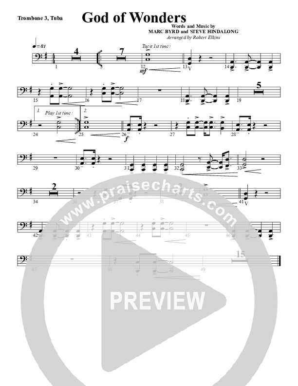 God Of Wonders Trombone 3/Tuba (G3 Worship)