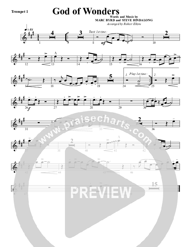 God Of Wonders Trumpet 1 (G3 Worship)