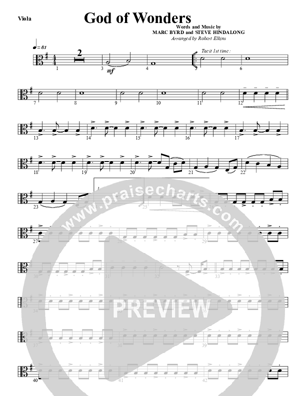 God Of Wonders Viola (G3 Worship)