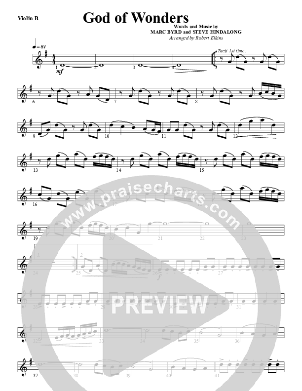 God Of Wonders Violin 2 (G3 Worship)