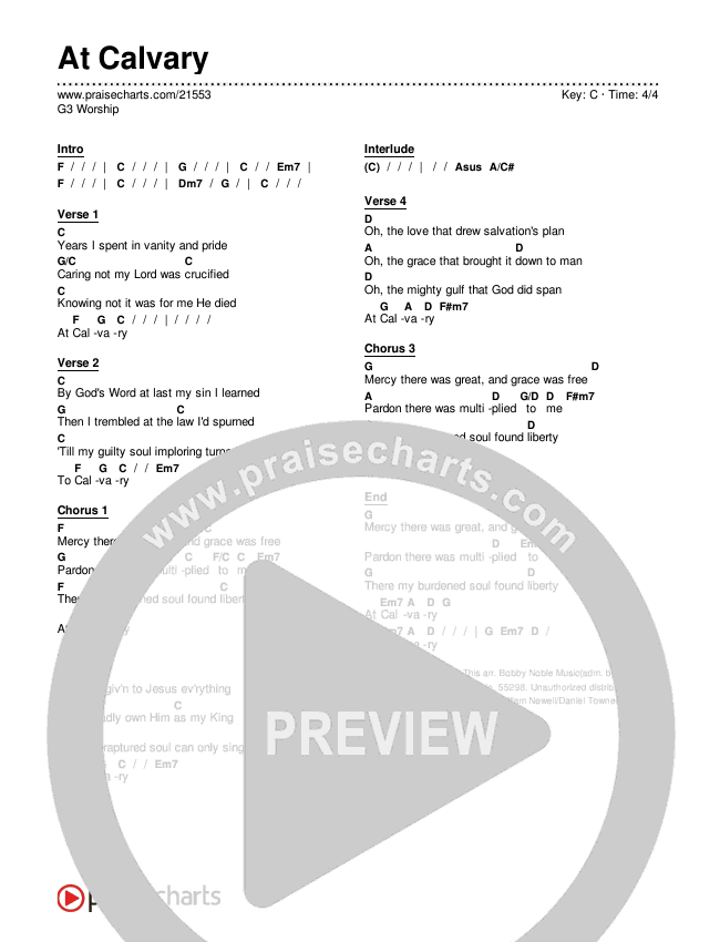 At Calvary Chords & Lyrics (G3 Worship)