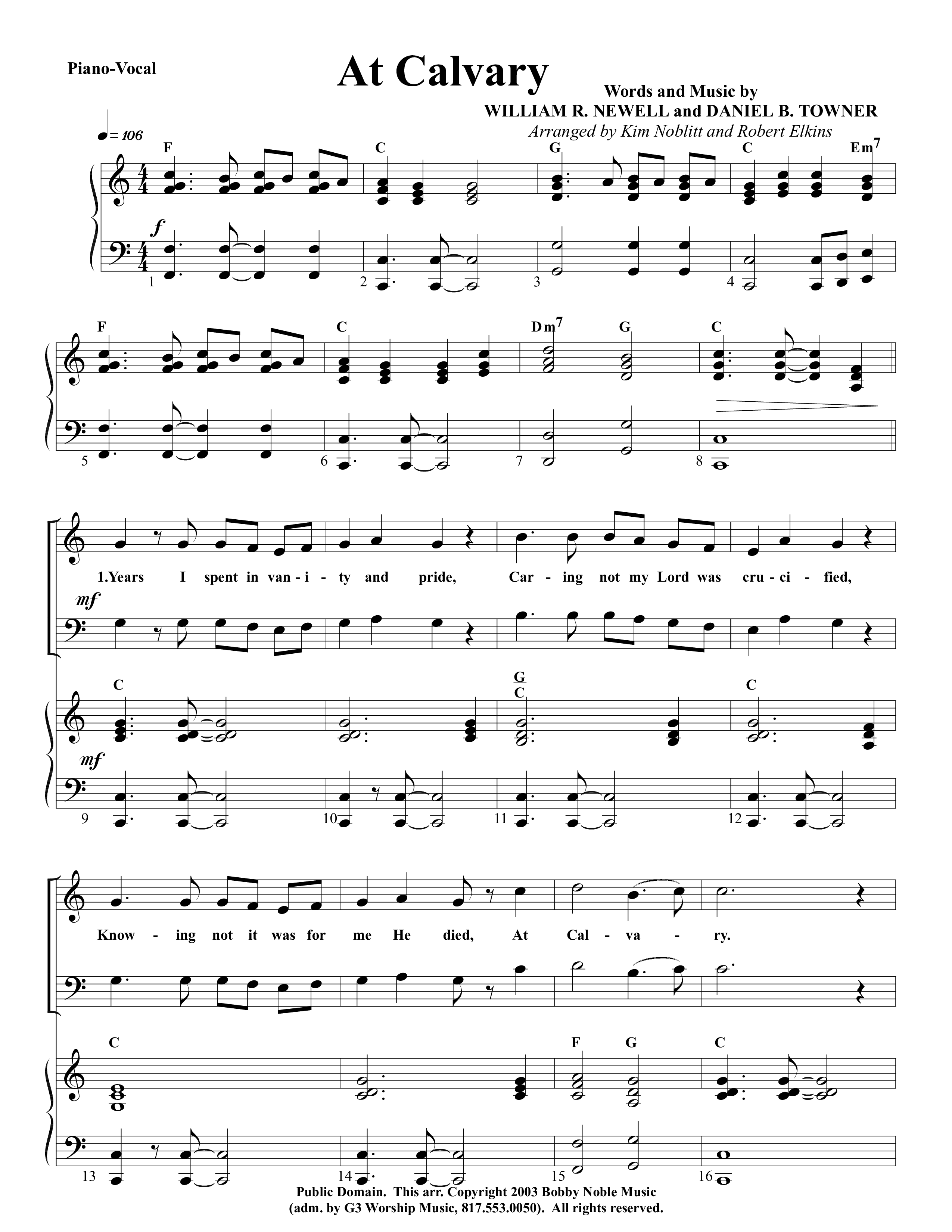 At Calvary Piano/Vocal (G3 Worship)