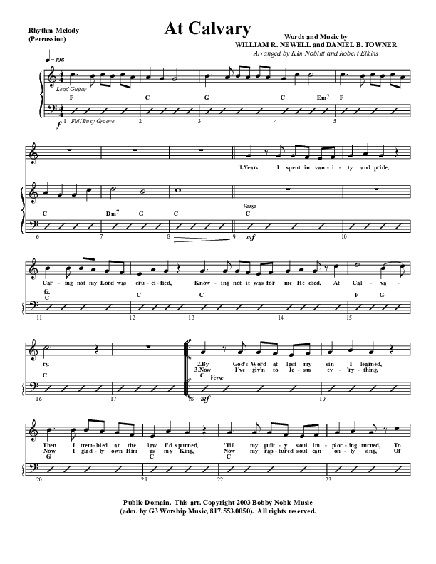 At Calvary Rhythm/Melody (G3 Worship)
