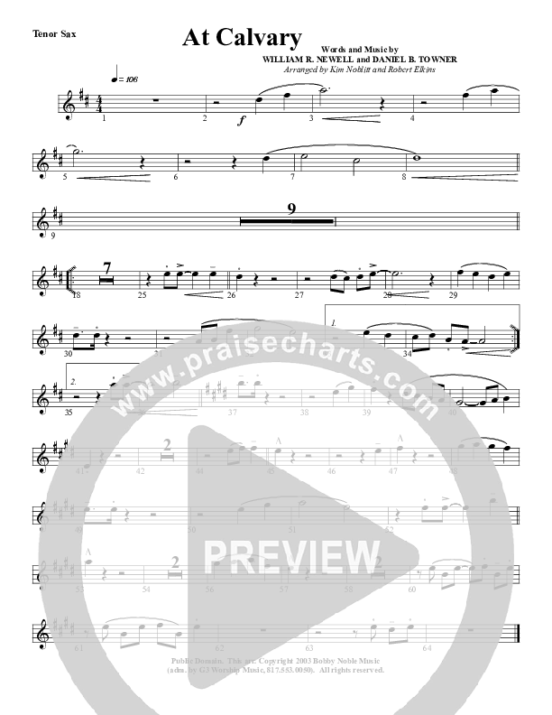 At Calvary Tenor Sax 2 (G3 Worship)