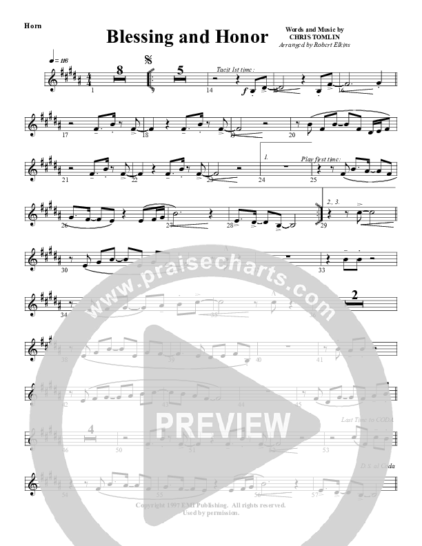 Blessing And Honor French Horn (G3 Worship)