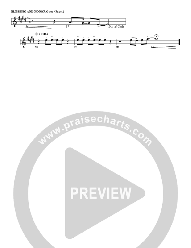 Blessing And Honor Oboe (G3 Worship)