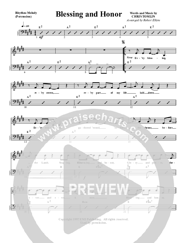 Blessing And Honor Percussion (G3 Worship)