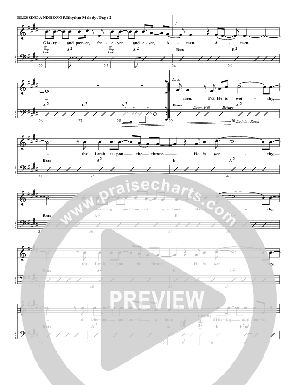 Blessing And Honor Rhythm/Melody (G3 Worship)