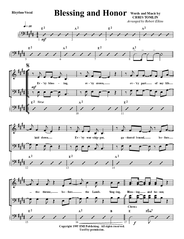 Blessing And Honor Rhythm/Vocal (G3 Worship)