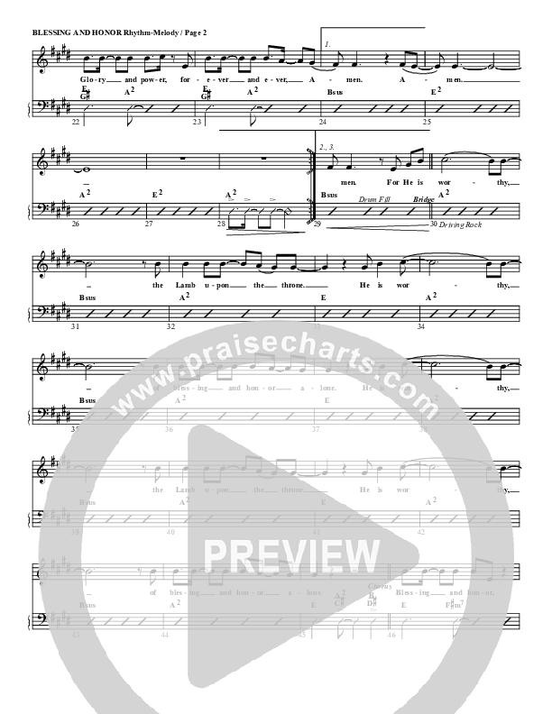 Blessing And Honor Rhythm Chart (G3 Worship)