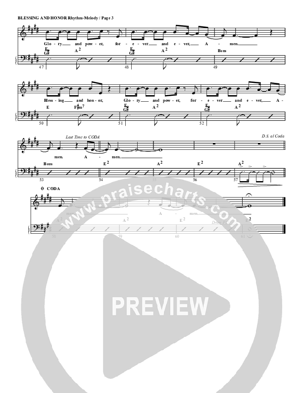 Blessing And Honor Rhythm Chart (G3 Worship)