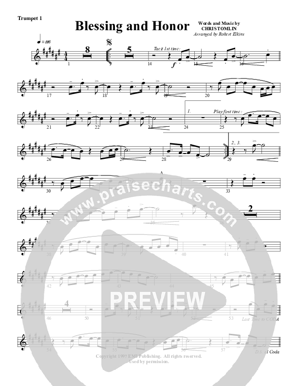 Blessing And Honor Trumpet 1 (G3 Worship)